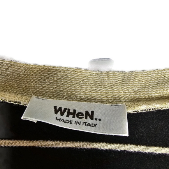 When Black and Gold Stripe Slim Fit Henley Top Made in Italy Size Large - Picture 2 of 7
